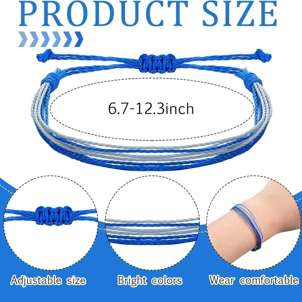 Awareness Bracelets Bulk 100 pcs Soft Wax Rope Adjustable for Charity
